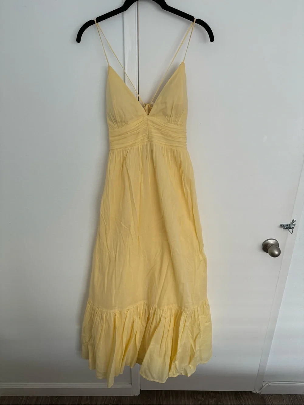 Abercrombie & Fitch Pale Yellow Spaghetti-Strap Maxi Dress